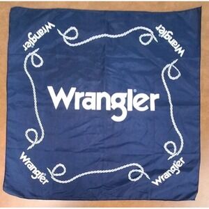 Vintage Wrangler Oversized Bandana Logo Rope Scarves Blue